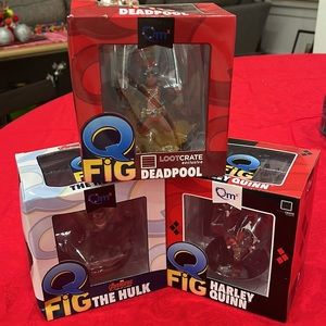 QFig Collectibles by Qmx-The Hulk, Harley Quinn, Deadpool-All 3 bundled!